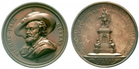 Medaillen, Personenmedaillen, Rubens, Peter Paul, 1577-1640
Bronzemedaille 1840 v. Hart a.d. Errichtung seines Denkmals in Antwerpen. Brb. mit Hut. 7...