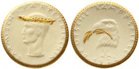 Medaillen, Porzellanmedaillen, Deutsches Reich
Garmisch-Partenkirchen: Deutsche Kampfspiele 1922 Gipsform, weiß. Rand und Zweige gold. 30 mm. Wohl nu...