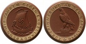 Medaillen, Porzellanmedaillen, Deutsches Reich
München: Besetzung von Norwegen 1940 braun, Schriftbänder goldfarben. 50 mm.
prägefrisch, selten