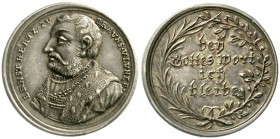 Medaillen, Reformation, Deutschland, Luther, Martin, *10.11.1483 Eisleben, +18.2.1546 Eisleben
Silberabschlag des Dukaten o.J.(1730) von Vestner. Auf...