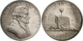 Medaillen, Reformation, Deutschland, Luther, Martin, *10.11.1483 Eisleben, +18.2.1546 Eisleben
Silbermedaille 1817 von Loos, a.d. 300 Jf. der Reforma...
