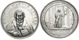 Medaillen, Reformation, Deutschland, Luther, Martin, *10.11.1483 Eisleben, +18.2.1546 Eisleben
Silbermedaille 1817 von Loos. 300 Jahrf. der Reformati...
