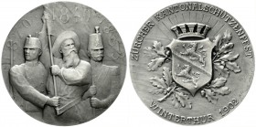 Medaillen, Schützenmedaillen, Schweiz, Zürich
Silbermedaille 1902 v. Huguenin. Winterthur, Zürcher Kantonalschützenfest, 45 mm, 36,82 g.
mattiert, v...