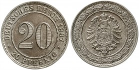Reichskleinmünzen, 20 Pfennig kleiner Adler, Nickel 1887-1888
1887 G. Stempelglanz