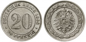 Reichskleinmünzen, 20 Pfennig kleiner Adler, Nickel 1887-1888
1888 E. vorzüglich/Stempelglanz