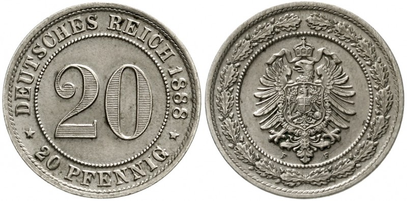 Reichskleinmünzen, 20 Pfennig kleiner Adler, Nickel 1887-1888
1888 F. vorzüglic...