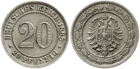 Reichskleinmünzen, 20 Pfennig kleiner Adler, Nickel 1887-1888
1888 F. vorzüglich/Stempelglanz