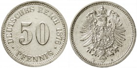 Reichskleinmünzen, 50 Pfennig kleiner Adler, Silber 1875-1877
1876 B. vorzüglich/Stempelglanz