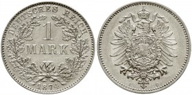 Reichskleinmünzen, 1 Mark kleiner Adler, Silber 1873-1887
1874 C. vorzüglich/Stempelglanz