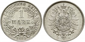 Reichskleinmünzen, 1 Mark kleiner Adler, Silber 1873-1887
1885 J. vorzüglich/Stempelglanz