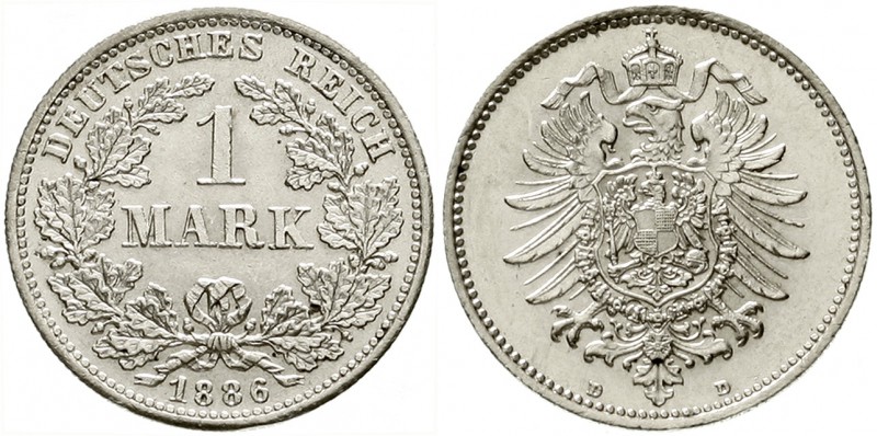 Reichskleinmünzen, 1 Mark kleiner Adler, Silber 1873-1887
1886 D. vorzüglich/St...