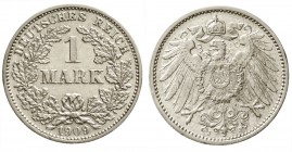 Reichskleinmünzen, 1 Mark großer Adler, Silber 1891-1916
1909 J. vorzüglich, selten
