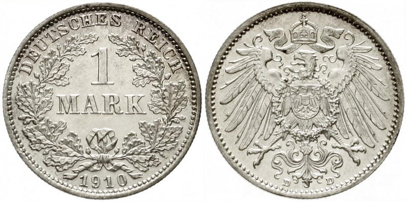 Reichskleinmünzen, 1 Mark großer Adler, Silber 1891-1916
1910 D. Polierte Platt...