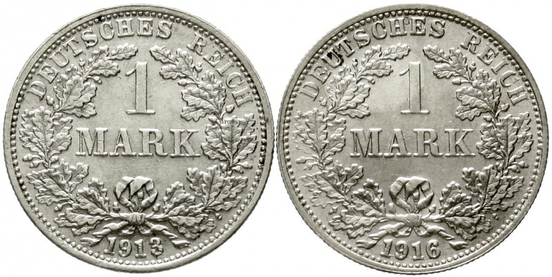 Reichskleinmünzen, 1 Mark großer Adler, Silber 1891-1916
2 bessere Stücke: 1913...