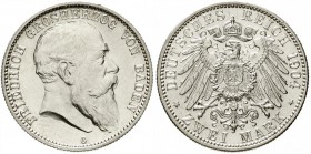 Reichssilbermünzen J. 19-178, Baden, Friedrich I., 1856-1907
2 Mark 1904 G. Stempelglanz
