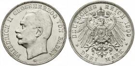 Reichssilbermünzen J. 19-178, Baden, Friedrich II., 1907-1918
3 Mark 1909 G. fast Stempelglanz