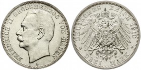 Reichssilbermünzen J. 19-178, Baden, Friedrich II., 1907-1918
3 Mark 1910 G. prägefrisch, winz. Randfehler