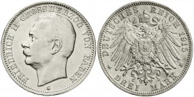 Reichssilbermünzen J. 19-178, Baden, Friedrich II., 1907-1918
3 Mark 1915 G. Seltenes Jahr.
sehr schön/vorzüglich