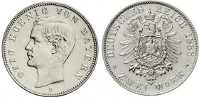 Reichssilbermünzen J. 19-178, Bayern, Otto, 1886-1913
2 Mark 1888 D. vorzüglich/Stempelglanz