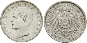 Reichssilbermünzen J. 19-178, Bayern, Otto, 1886-1913
2 Mark 1898 D. Seltenes Jahr.
sehr schön