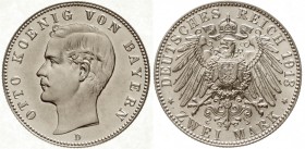 Reichssilbermünzen J. 19-178, Bayern, Otto, 1886-1913
2 Mark 1913 D. fast Stempelglanz