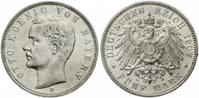 Reichssilbermünzen J. 19-178, Bayern, Otto, 1886-1913
5 Mark 1907 D. vorzüglich/Stempelglanz
