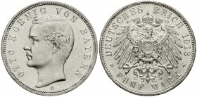 Reichssilbermünzen J. 19-178, Bayern, Otto, 1886-1913
5 Mark 1913 D. fast Stempelglanz