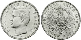 Reichssilbermünzen J. 19-178, Bayern, Otto, 1886-1913
5 Mark 1913 D. vorzüglich/Stempelglanz, kl. Kratzer