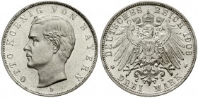 Reichssilbermünzen J. 19-178, Bayern, Otto, 1886-1913
3 Mark 1908 D. fast Stempelglanz/EA
