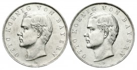 Reichssilbermünzen J. 19-178, Bayern, Otto, 1886-1913
2 X 3 Mark 1909 und 1911. beide vorzüglich/Stempelglanz