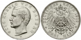 Reichssilbermünzen J. 19-178, Bayern, Otto, 1886-1913
3 Mark 1912 D. fast Stempelglanz, kl. Kratzer