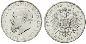 Reichssilbermünzen J. 19-178, Bayern, Ludwig III., 1913-1918
3 Mark 1914 D. Polierte Platte, etwas berieben und winz. Kratzer