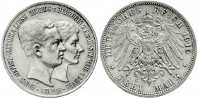 Reichssilbermünzen J. 19-178, Braunschweig, Ernst August, 1913-1916
3 Mark 1915 A. Mit Lüneburg.
sehr schön
