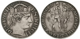 Reichssilbermünzen J. 19-178, Bremen
2 Mark Silber PROBE o.J. Gekrönter Kopf n.r./2 allegorische Figuren. Wertangabe unten in Umschrift der Rs. Randp...