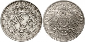 Reichssilbermünzen J. 19-178, Bremen
2 Mark 1904 J. vorzüglich, schöne Patina