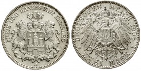 Reichssilbermünzen J. 19-178, Hamburg
2 Mark 1906 J. fast Stempelglanz, Prachtexemplar