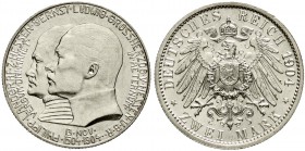 Reichssilbermünzen J. 19-178, Hessen, Ernst Ludwig, 1892-1918
2 Mark 1904. Zum 400. Geburtstag.
fast Stempelglanz