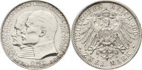 Reichssilbermünzen J. 19-178, Hessen, Ernst Ludwig, 1892-1918
2 Mark 1904. Zum 400. Geburtstag.
prägefrisch