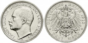 Reichssilbermünzen J. 19-178, Hessen, Ernst Ludwig, 1892-1918
3 Mark 1910 A. vorzüglich/Stempelglanz, winz. Randfehler