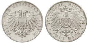Reichssilbermünzen J. 19-178, Lübeck
2 Mark 1901 A. Stempelglanz