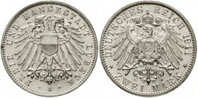 Reichssilbermünzen J. 19-178, Lübeck
2 Mark 1911 A. vorzüglich/Stempelglanz