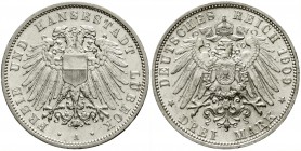 Reichssilbermünzen J. 19-178, Lübeck
3 Mark 1909 A. vorzüglich