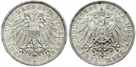 Reichssilbermünzen J. 19-178, Lübeck
3 Mark 1909 A. vorzüglich, winz Randfehler