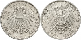 Reichssilbermünzen J. 19-178, Lübeck
3 Mark 1913 A. vorzüglich