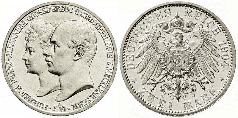 Reichssilbermünzen J. 19-178, Mecklenburg/-Schwerin, Friedrich Franz IV., 1897-1...