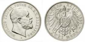 Reichssilbermünzen J. 19-178, Oldenburg, Nicolaus Friedrich Peter, 1853-1900
2 Mark 1891 A. vorzüglich/Stempelglanz