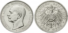 Reichssilbermünzen J. 19-178, Oldenburg, Friedrich August, 1900-1918
5 Mark 1900 A. gutes vorzüglich, kl. Randfehler