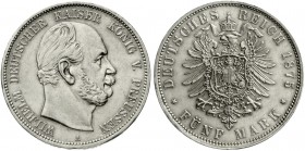 Reichssilbermünzen J. 19-178, Preußen, Wilhelm I., 1861-1888
5 Mark 1875 A. vorzüglich