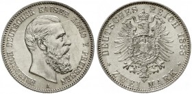 Reichssilbermünzen J. 19-178, Preußen, Friedrich III., 1888
2 Mark 1888 A. fast Stempelglanz, Prachtexemplar