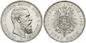 Reichssilbermünzen J. 19-178, Preußen, Friedrich III., 1888
5 Mark 1888 A. vorzüglich/Stempelglanz, winz. Kratzer